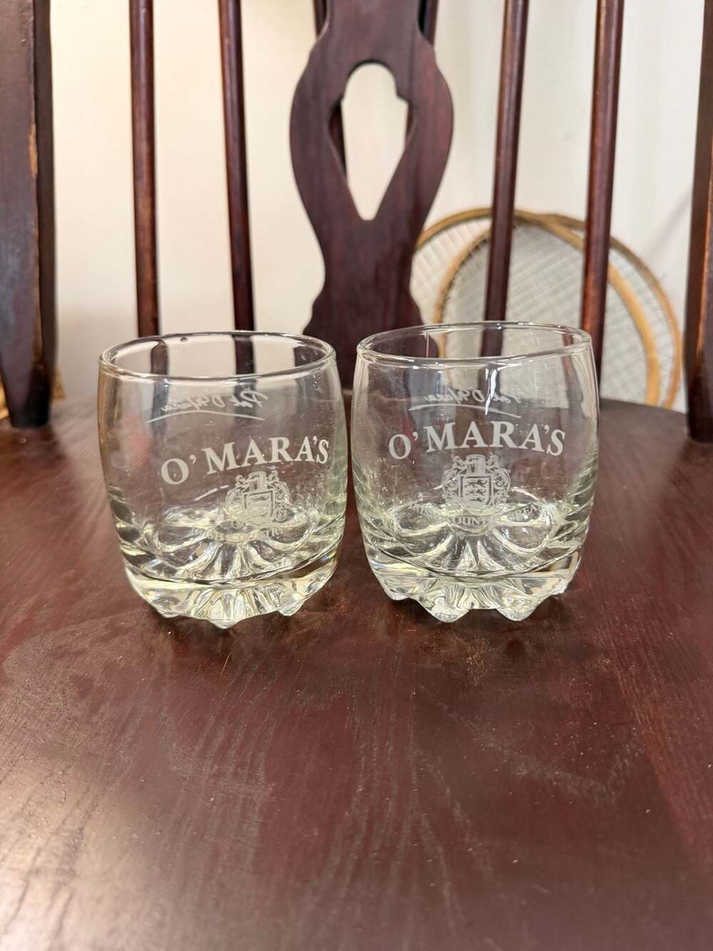 O'Mara's Irish Country Cream Lowball Clear Rocks Whiskey Glass Bar Set